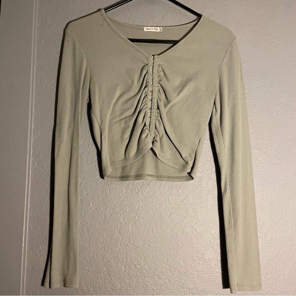 Papaya green long sleeve crop top